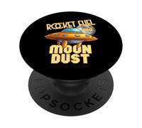Design Spatial rétro UFO avec Carburant pour fusées et poussière de Lune PopSockets PopGrip Adhésif