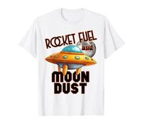 Design Spatial rétro UFO avec Carburant pour fusées et poussière de Lune T-Shirt