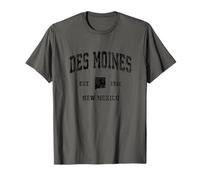 Design sportif noir athlétique vintage des Moines, Nouveau-Mexique NM T-Shirt