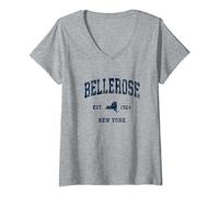 Design sportif vintage Bellerose New York, New York, bleu marine T-Shirt avec Col en V