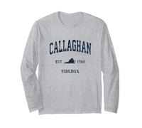 Design Sportif Vintage Bleu Marine Callaghan Virginia VA Manche Longue