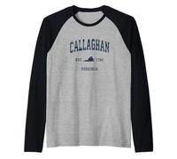 Design Sportif Vintage Bleu Marine Callaghan Virginia VA Manche Raglan