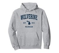Design sportif Wolverine Michigan MI Vintage Athletic Navy Sweat à Capuche