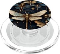 Design Steampunk Libellule Bleu foncé, Complexe PopSockets PopGrip pour MagSafe