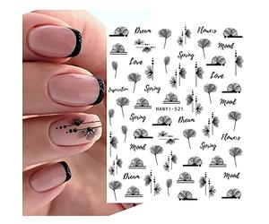 Design Stickers Ongles Aquarelle Florals Violet Vert Rose Fleurs Leafs Fruit Back Glue Nail Stickers,Han521