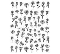 Design Stickers Ongles Autocollants D'Ongle De Colle Arrière De Fleurs D'Été De Feuille De Cocotier Tropical Noir,1146Noir