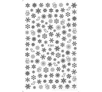Design Stickers Ongles Autocollants D'Ongle De Colle Arrière De Flocons De Neige D'Hiver De Noël Blanc Noir Bleu Or,F281Noir