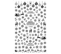 Design Stickers Ongles Autocollants D'Ongle De Colle Arrière De Flocons De Neige D'Hiver De Noël Blanc Noir Bleu Or,F283Noir