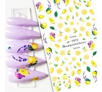 Design Stickers Ongles Fruits Orange Cerise Citron Avocat Fraise Pastèque Dos Colle Ongles Autocollants,F876