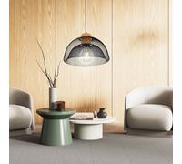 Design Suspendu Lampe Ess Chambre Couvrir Tresse Luminaire Noir Grille Liège