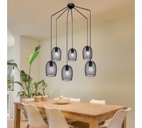 Plafonnier Pendule Tresse Lampe Salon Éclairage Design Lampe Suspendue Noir Globo 15395-6H