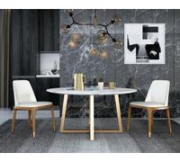 Design table à manger ronde en métal tables rondes salon chambre de luxe or imitation marbre