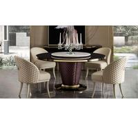 Design Table ronde 4x Fauteuil Chaise Salle à manger Siège Coussin Table ronde Garniture