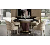 Design Table ronde 4x Fauteuil Chaise Salle à manger Siège Coussin Table ronde Garniture