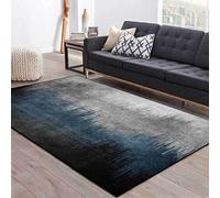 Design Tapis Tapis Rectangle Lignes de dégradé Simples Gris Bleu foncé et Noir,Bordé, Doux, Lavable en machine-200 * 300cm (6.6ft x 9.8ft)