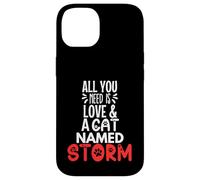 Design tempête avec nom de Chat - All You Need is Love! Coque pour iPhone 14