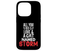Design tempête avec nom de Chat - All You Need is Love! Coque pour iPhone 14 Pro