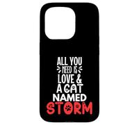Design tempête avec nom de Chat - All You Need is Love! Coque pour iPhone 15 Pro