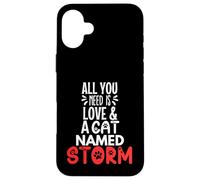 Design tempête avec nom de Chat - All You Need is Love! Coque pour iPhone 16 Plus