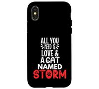 Design tempête avec nom de Chat - All You Need is Love! Coque pour iPhone X/XS