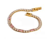 Design tendance en forme de cœur réglable en acier inoxydable avec des accents robustes en oxyde de zirconium pour un usage quotidien Longueur personnalisée Cœur, taille unique, Comme décrit