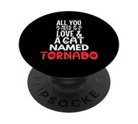 Design tornade avec nom de Chat - All You Need is Love ! PopSockets PopGrip Adhésif