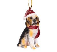 Design Toscano Beagle Chien de Vacances Décorations d'Arbre de Noël Ornement Décorations de Noël, 8 cm, polyrésine, palette complète de couleur