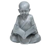 Design Toscano Bébé Bouddha Étudiant les Cinq Préceptes Statues de Jardin Décor Asiatique, 30 cm, polyrésine, pierre grise