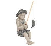 Design Toscano Big Catch Nellie Girl Statue de Jardin en Pierre moulée Bicolore Taille Moyenne 43,2 cm