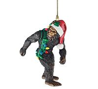 Design Toscano Bigfoot les Vacances Yeti avec Bonnet de Noel Ornement Drôle pour Sapin de Noël, 7.5 cm, polyrésine, palette complète de couleur