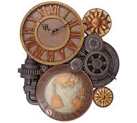 Design Toscano Engrenages du Temps Steampunk Sculpture Horloge Murale, Grand 63.5 cm, polyrésine, palette complète de couleur