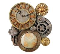 Design Toscano Engrenages du Temps Steampunk Sculpture Horloge Murale, Moyen 43.25 cm, polyrésine, palette complète de couleur