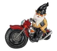Design Toscano Essieu Graisse Le Motard Gnome de Jardin Statue de Moto, 33 cm, polyrésine, palette complète de couleur