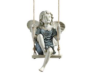 Design Toscano EU42046 Statue de fée sur Une balançoire en été Bronzage 14 x 19 x 29 cm