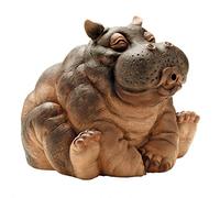 Design Toscano Hanna l'Hippo Décor Africain Statue Cracheuse d'Eau de Bassin Canalisé, 25.5 cm, polyrésine, palette complète de couleur