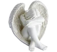 Design Toscano JQ6366 Statue d’Ange Solitude sereine Blanc Cassé 28 x 35,5 x 32 cm