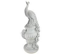 Design Toscano KY1876 Statue de Staverden Château de Paon sur une de Jardin Urne Résine, Blanc Cassé