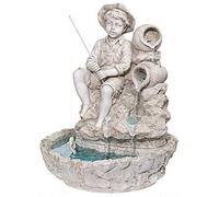 Design Toscano KY697 Fontaine sculpturale Little Fisherman at The Fishin' Hole Finition Pierre Antique