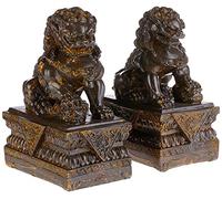 Design Toscano NY91366801 Statue de Chien Lion Foo gardien de temple chinois Bronze 18 x 11,5 x 23 cm