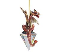 Design Toscano Ornamen de Noël en Forme de Dragon Gothique, Polyrésine, Full Color, Jumeau
