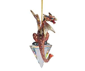 Design Toscano Ornamen de Noël en Forme de Dragon Gothique, Polyrésine, Full Color, Jumeau