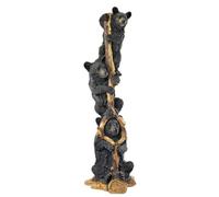 Design Toscano Ours Noir Cubs jusqu'à Un Arbre Statue