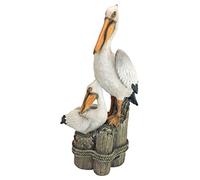 Design Toscano Perchoir de Pélicans de Décor Côtiers d'Océan Statue d'Oiseau pour Jardin, 61 cm, polyrésine, palette complète de couleur