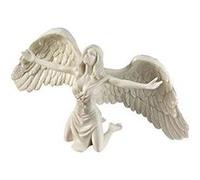 Design Toscano Pray for Peace Angel Figurine Statue, 9 pouces, polyrésine de marbre reconstitué, blanc G