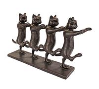 Design Toscano QH10386 Statuette en Fonte Chats Danseurs de Troupe Musicale, Noir, 7.5 x 29 x 18 cm