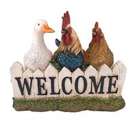 Design Toscano QL58585 Basse-Cour Bienvenue Statue Multicolore 18 x 28 x 23 cm