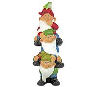 Design Toscano QM2360300 Gnome Statue Jardin - Tour de Trois Gnomes - Jardin extérieur Gnomes - Statues drôle Gnome Lawn