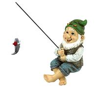 Design Toscano QM2806500 Garden Gnome Statue - Ziggy la pêche Gnome Sitter - Jardin extérieur Gnomes - Statues drôle Gnome Lawn