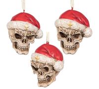 Design Toscano QS923709 Ornement d'arbre de Noël - Skelly Père Noël avec le Père Noël Chapeau Skeleton Figure vacances Ornements: Ensemble de trois