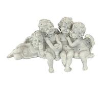 Design Toscano SH380151 Ange assis sur une étagère Sculpture de conclave chérubins Argent 14 x 45,5 x 30,5 cm